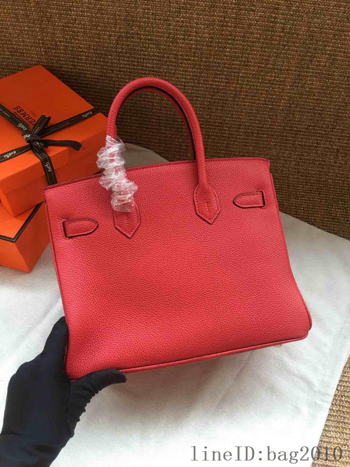 愛馬仕HERMES Birkin 鉑金包 大紅色 進口小牛皮 金銀扣 皮質細膩柔軟 時尚女手提包  tdher1139